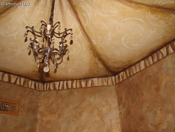 tent ceiling in bath close up